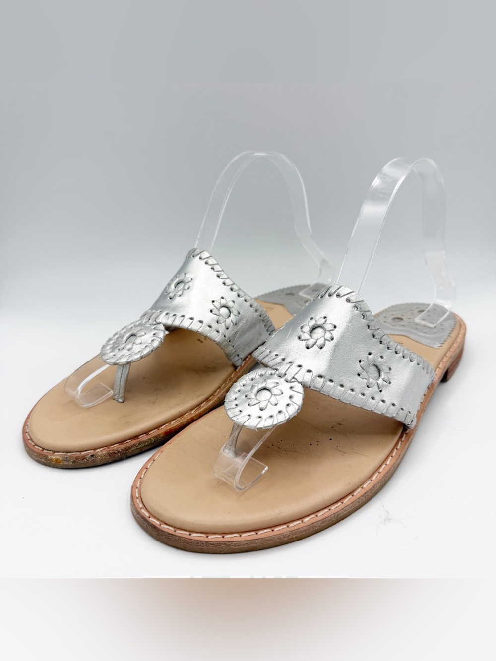 Jack Rodgers Silver Thong Flip flop Sandals Size 9.5